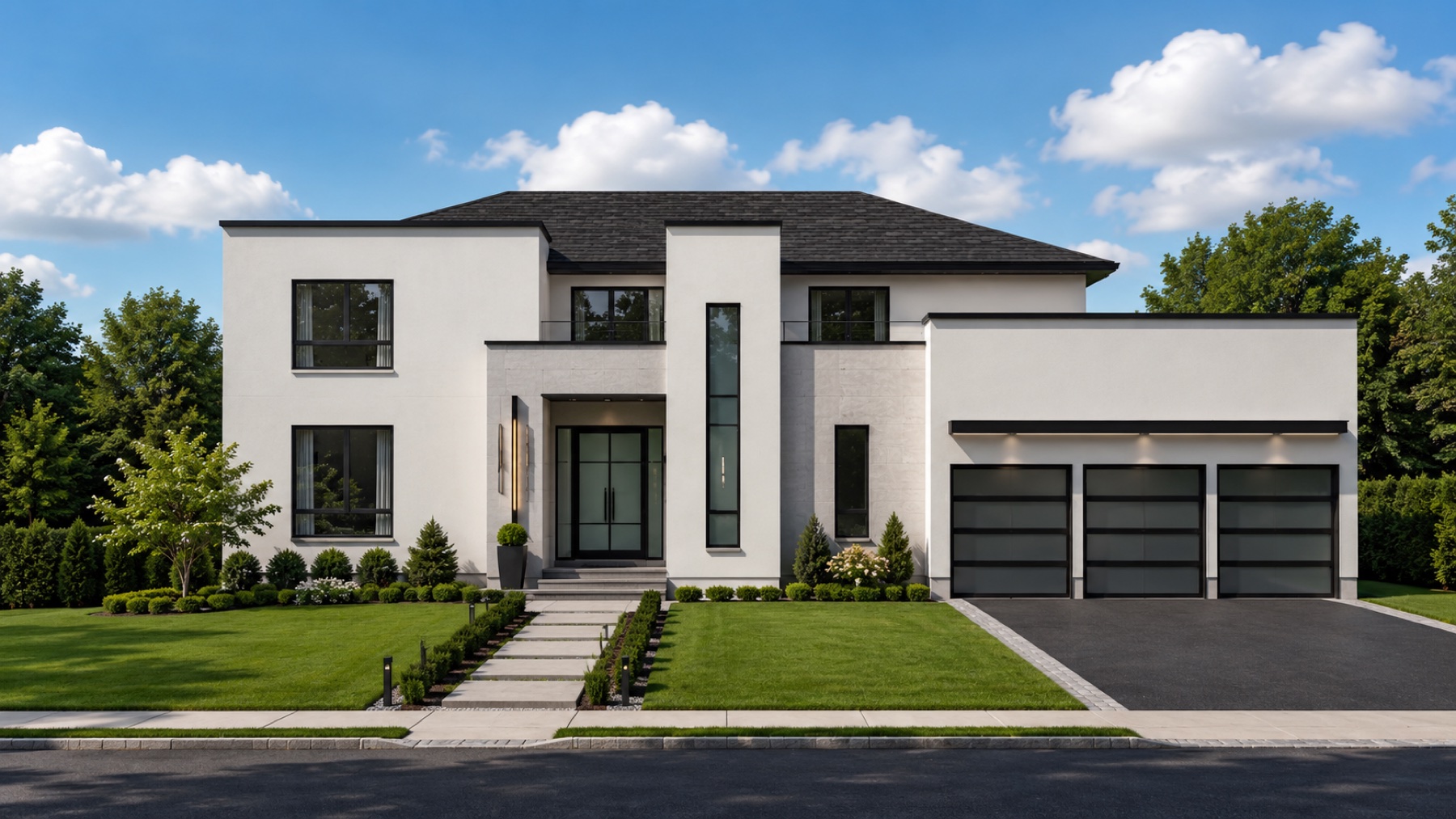 Demarest custom home — architectural rendering of the completed exterior.